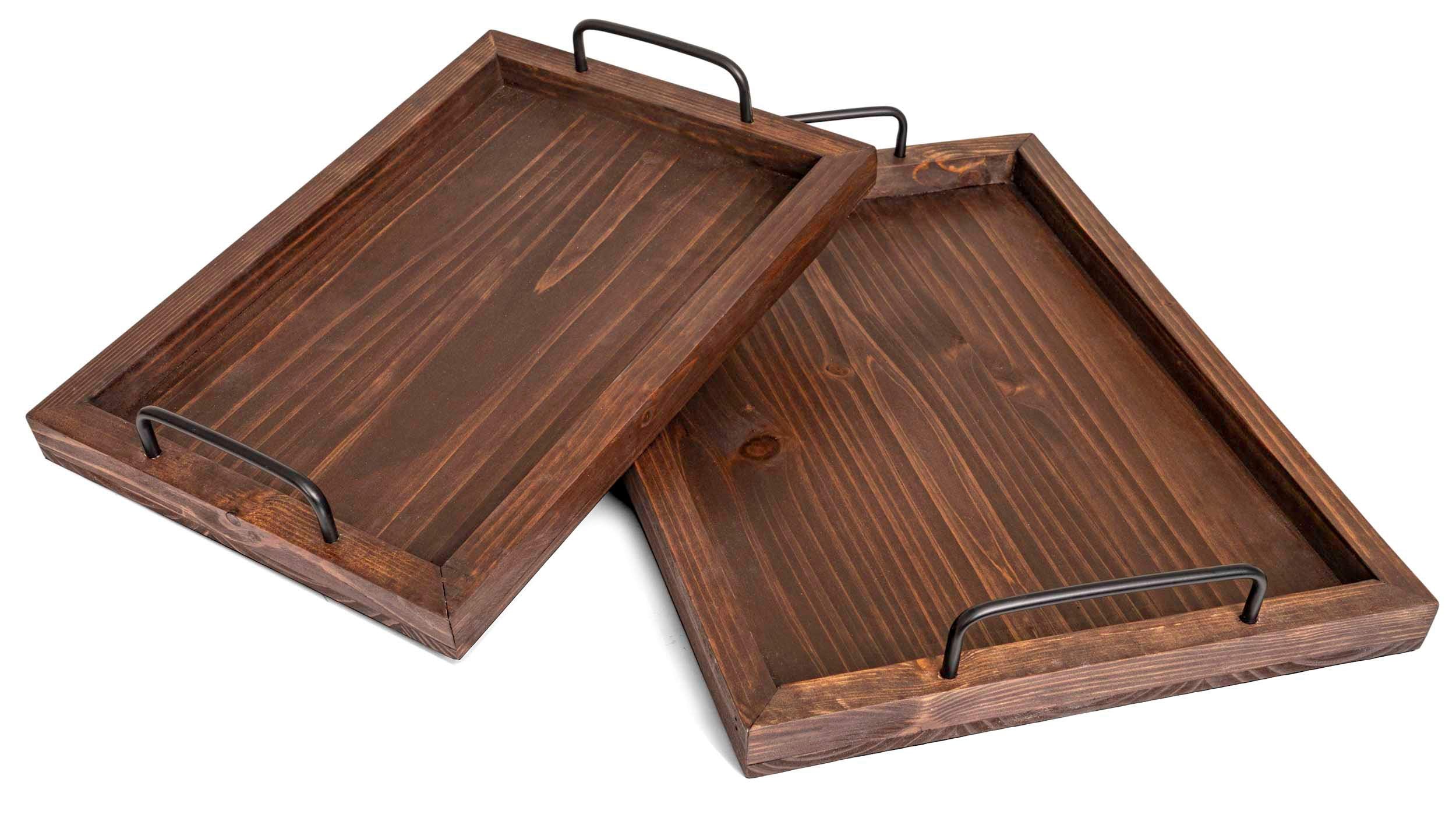 Besti large rustic tray with iron handles for sturdy transport of meals