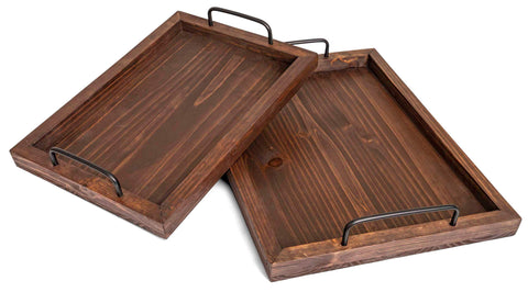 Besti large rustic tray with iron handles for sturdy transport of meals
