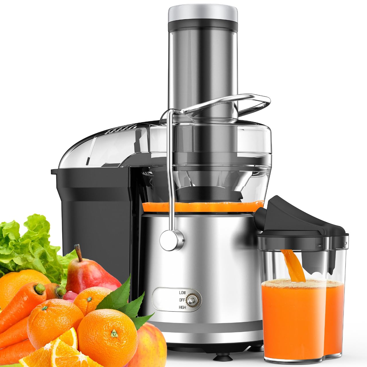 Bestome 1200W juicer with full copper motor for fast, powerful extraction.