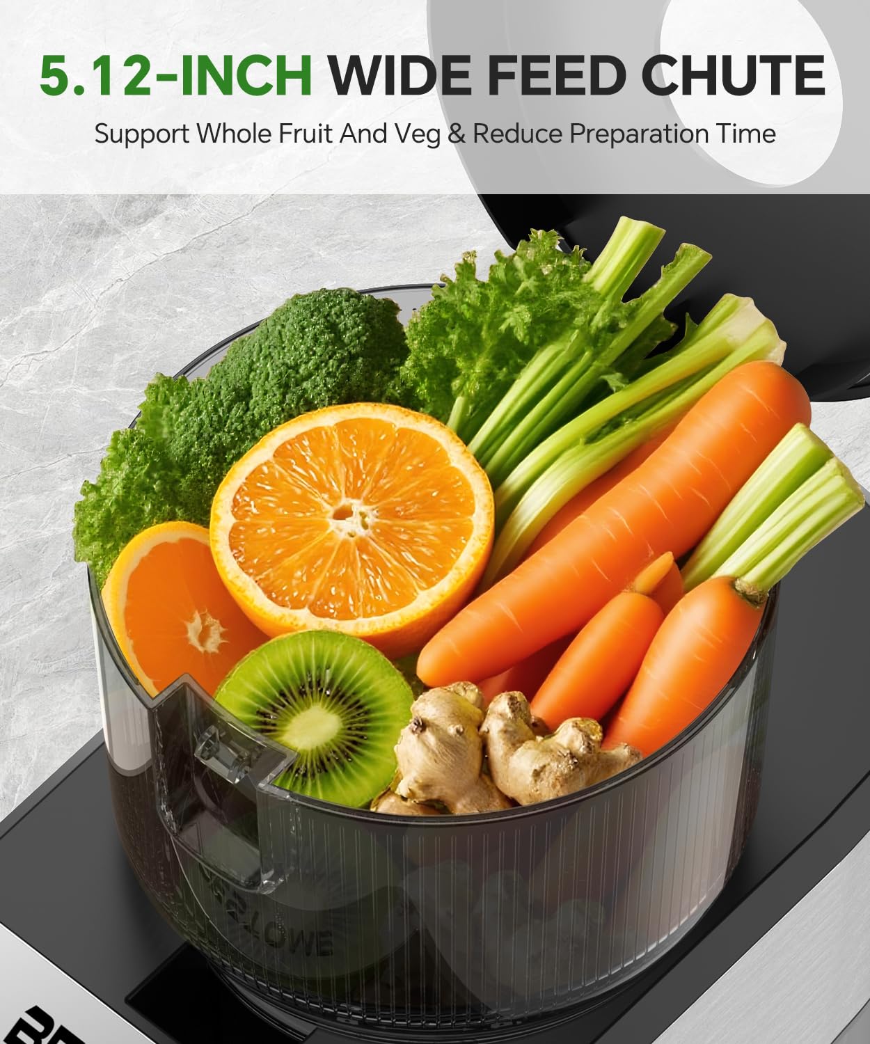 Bestome cold press juicer with 55 rpm quiet motor for smooth extraction