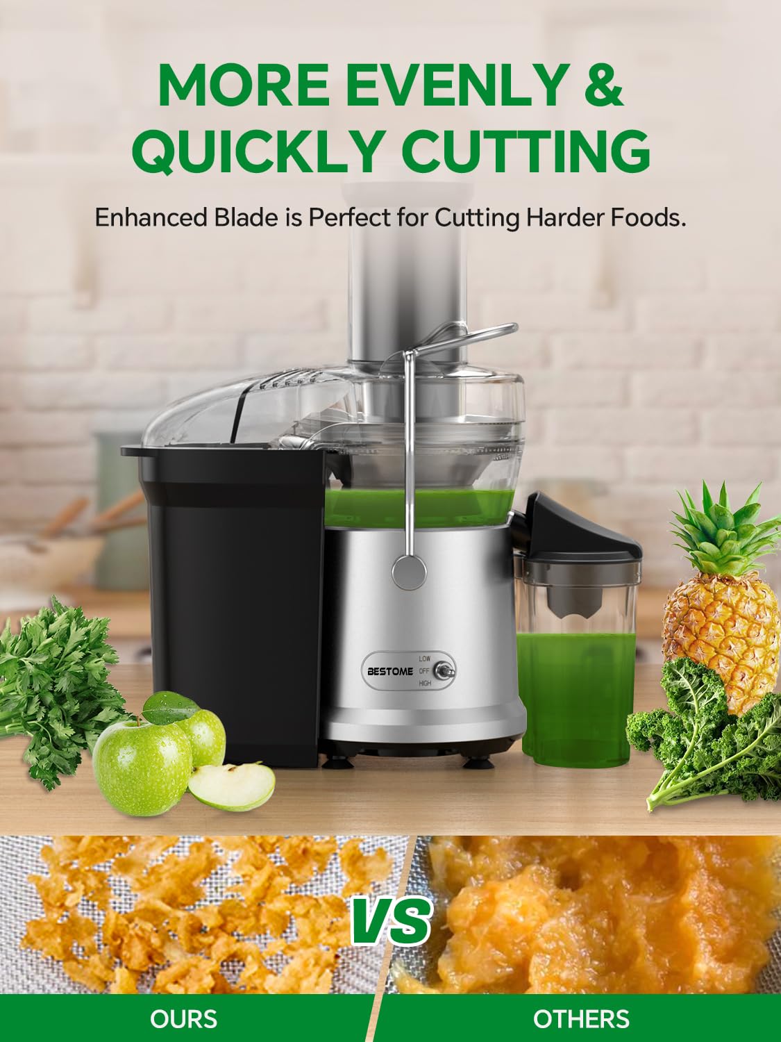 Bestome Juicer includes a 22oz juice cup for family servings