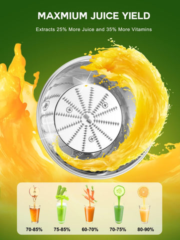 Bestome Juicer high juice yield thanks to stainless filter and multi-blade