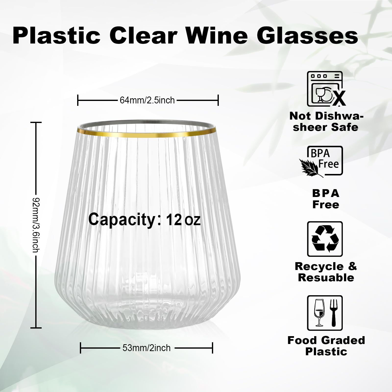 BESTSTAR anti-slip stemless wine glass with grip stripes for secure handling.