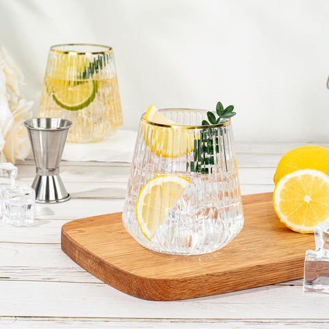 BESTSTAR outdoor party glass with gold rim for poolside service.