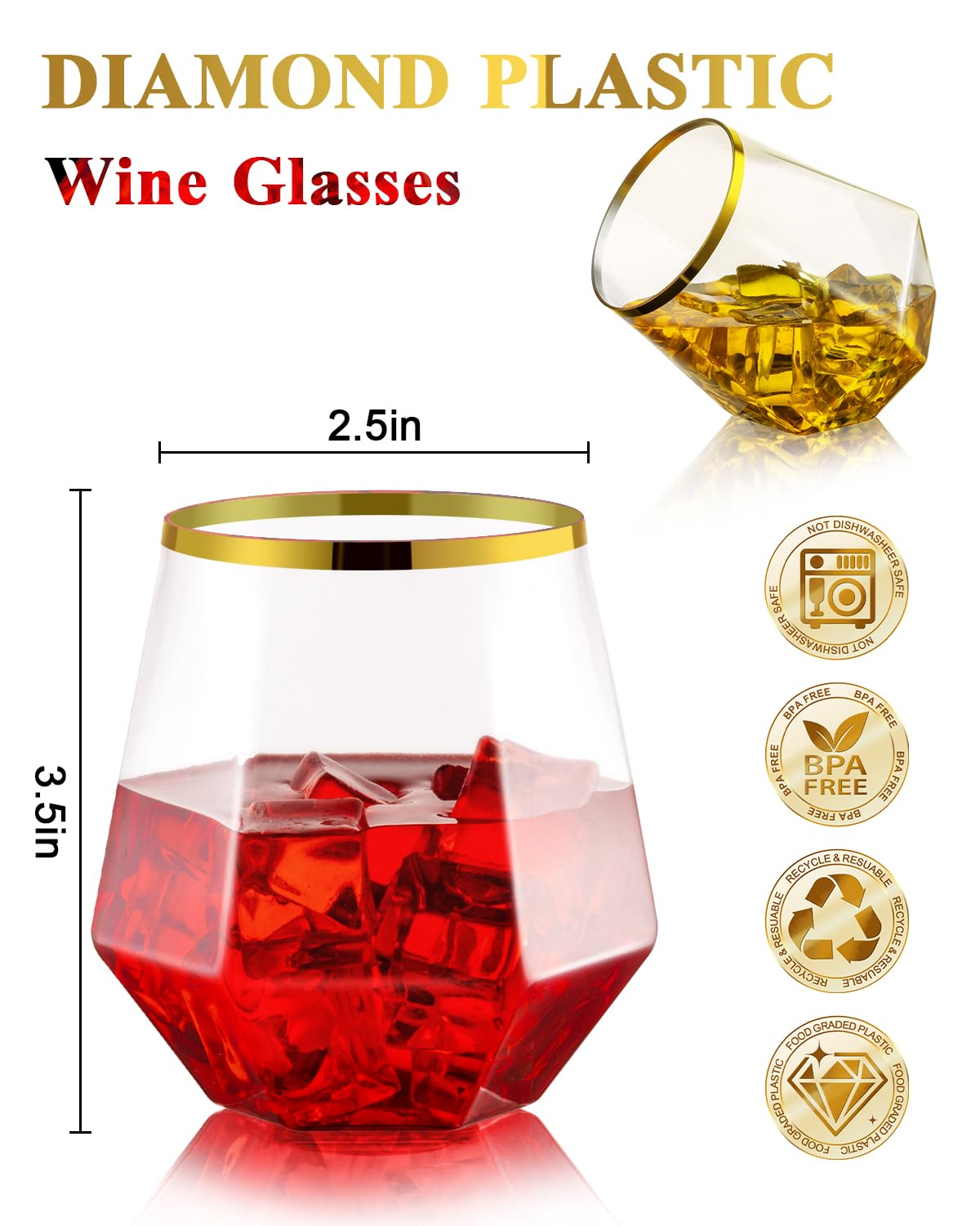 BESTSTAR plastic wine glasses shatterproof body for beach vacations and outdoor events.