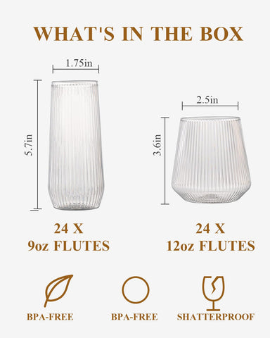 BESTSTAR 12oz ribbed cups on event table for casual serving