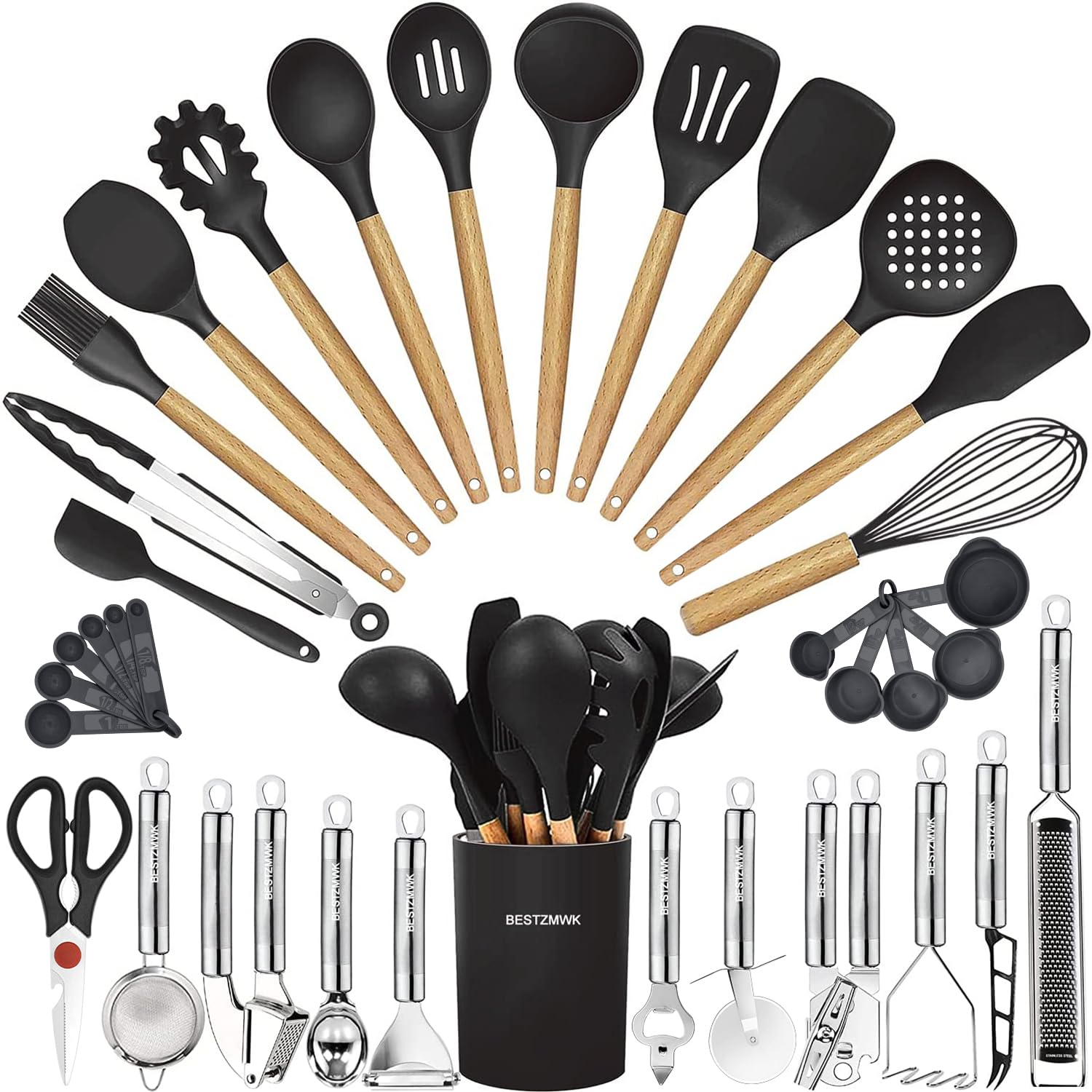 BESTZMWK 35pc cooking utensils set ready for versatile kitchen tasks