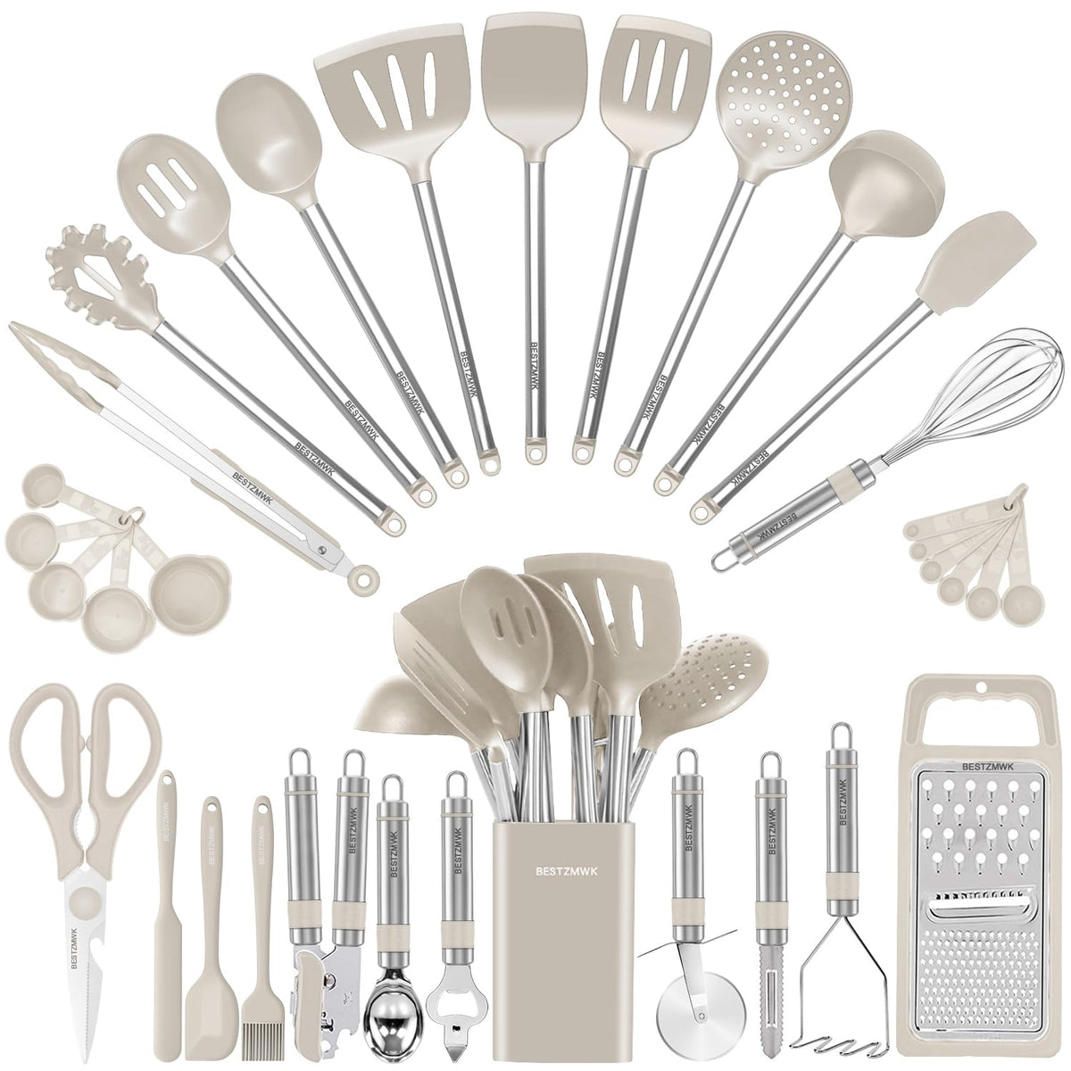 BESTZMWK Kitchen Utensil Set with 33 pieces for versatile cooking tasks
