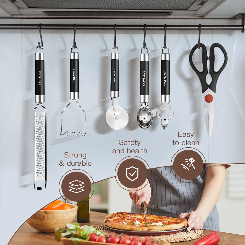 BESTZMWK utensils with stainless steel handles for sturdy grip