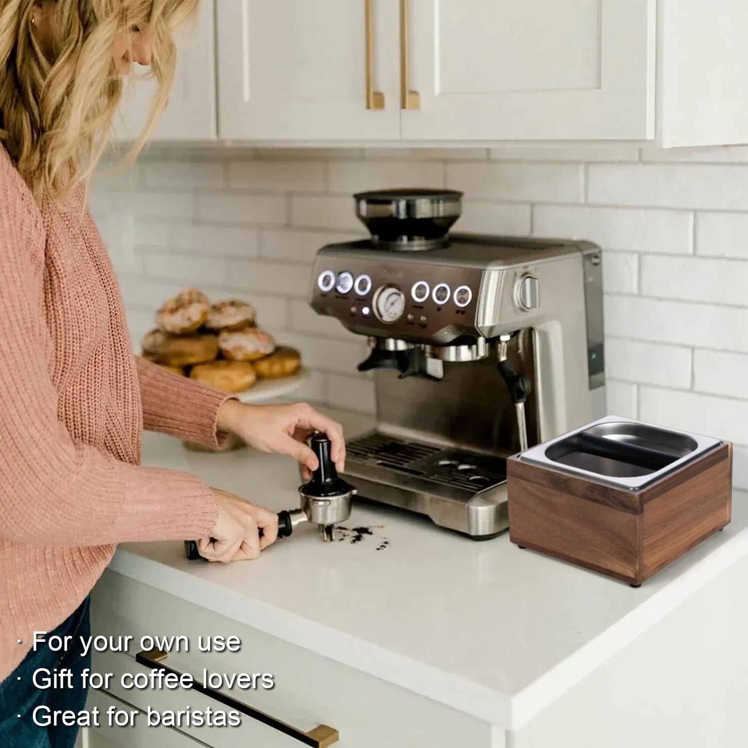 Beszone knock box espresso non-slip base stabilizes during use.