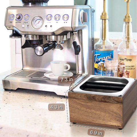 Beszone knock box espresso quiet bar lowers noise while preparing shots.