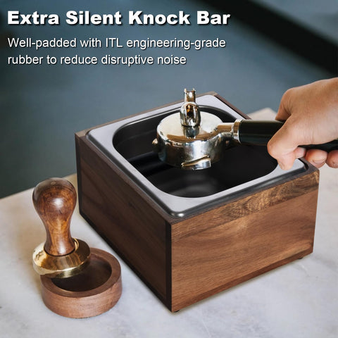 Beszone knock box espresso tamp-station design boosts workflow and tamping convenience.