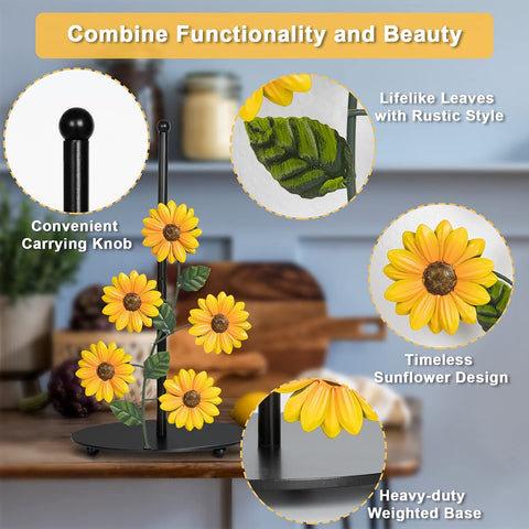 BESZONE Sunflower holder demonstrates compatibility with standard and jumbo rolls.