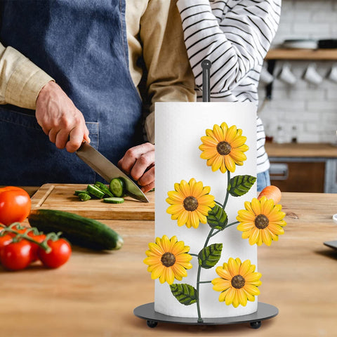 BESZONE Sunflower scene with greenery enhances cozy country-style kitchen ambience.