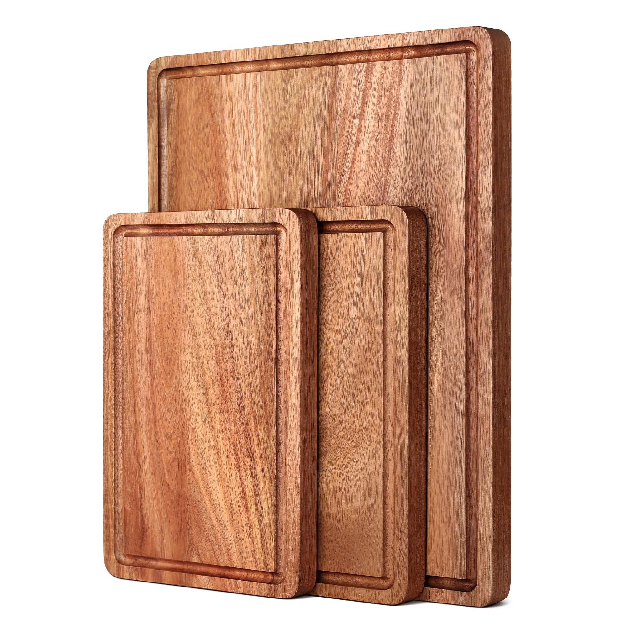 BETOLEAN acacia cutting board set with three sizes for versatile meal prep