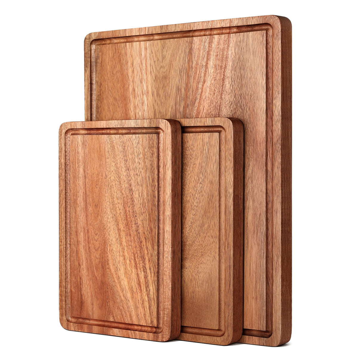 BETOLEAN acacia cutting board set with three sizes for versatile meal prep