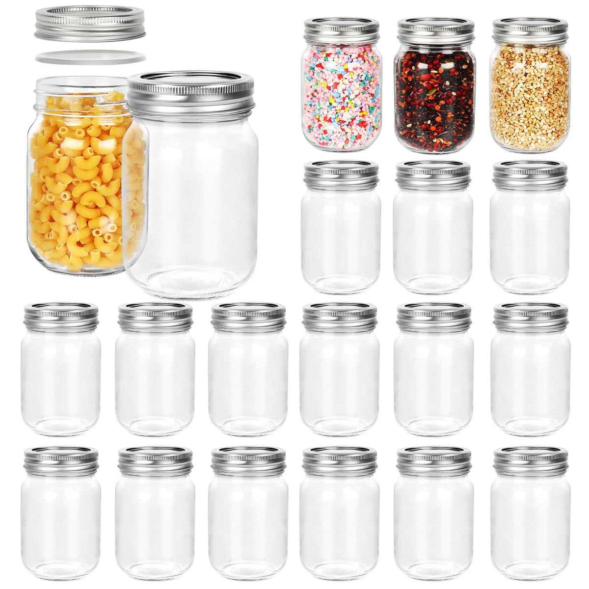 Betrome 12 oz mason jar with clear glass for easy content identification and pantry organization.