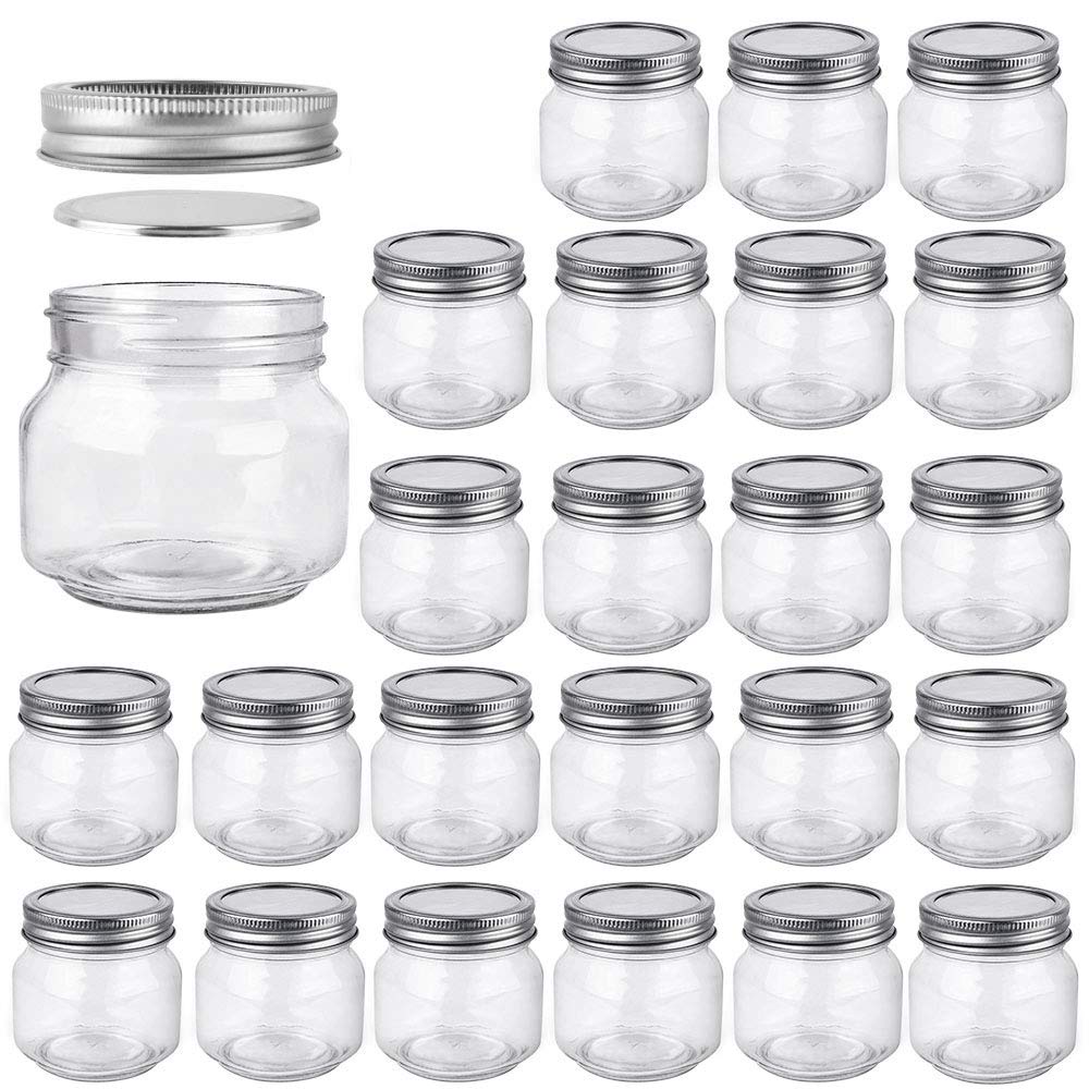 Betrome 8 oz mason jar with regular mouth and clear glass for easy contents visibility.