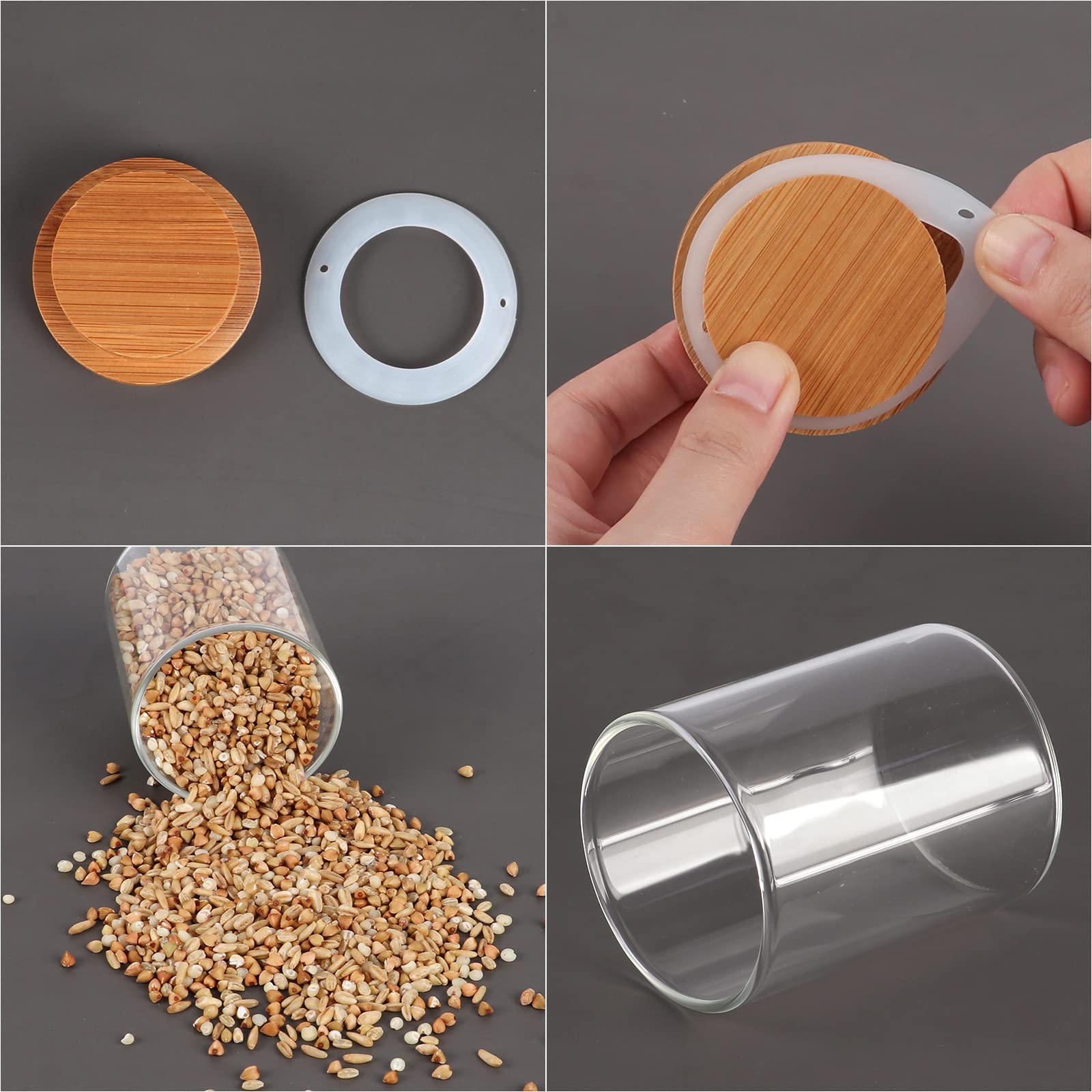 Betrome bamboo lid airtight seal keeps contents fresh and dry.