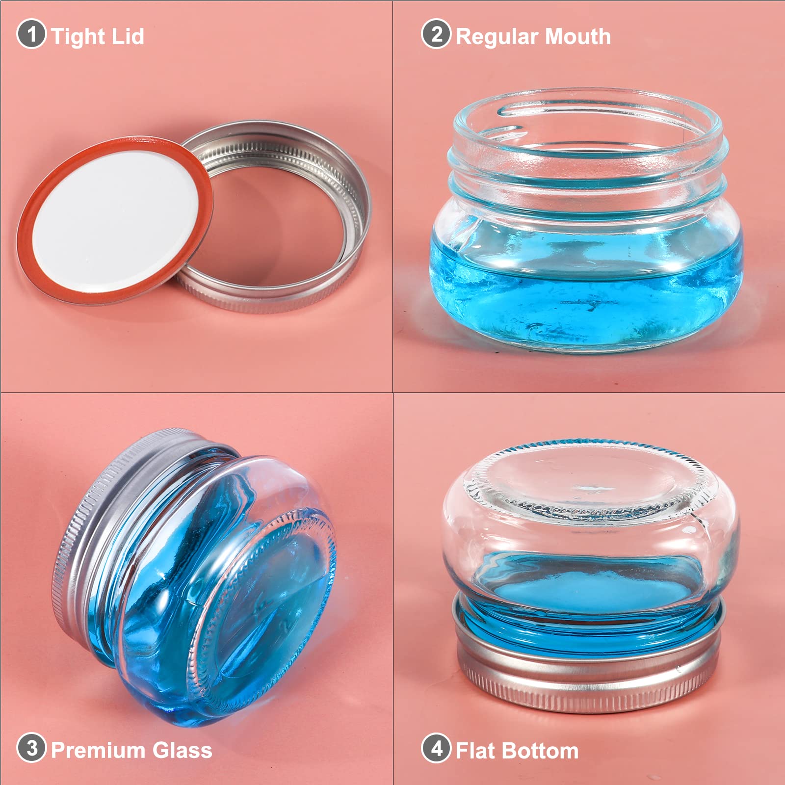 Betrome clear glass jars show contents clearly for quick identification and display.