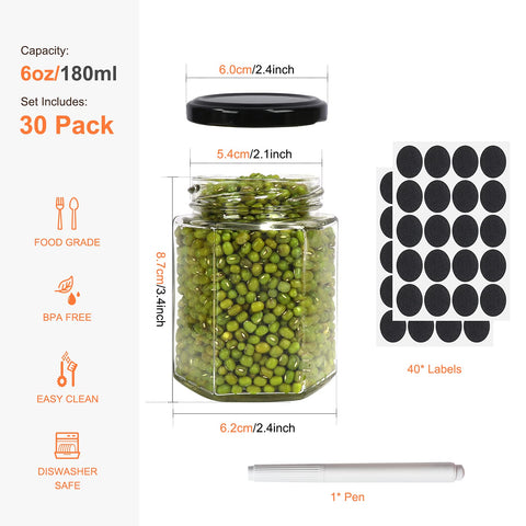 Betrome hexagon glass jar set with lids ideal for gifting and party favors