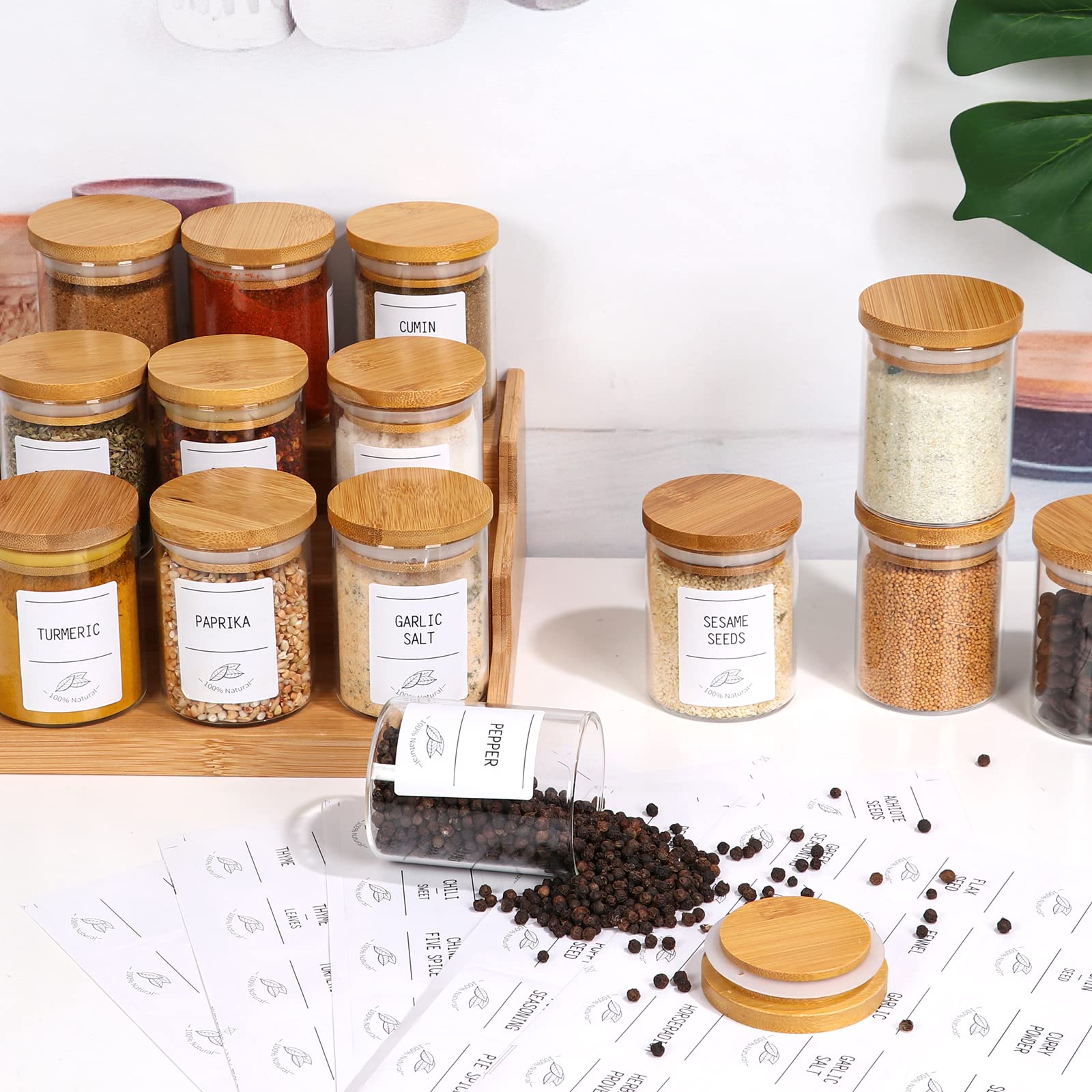 Betrome transparent jar set ideal for pantry shelf organization.