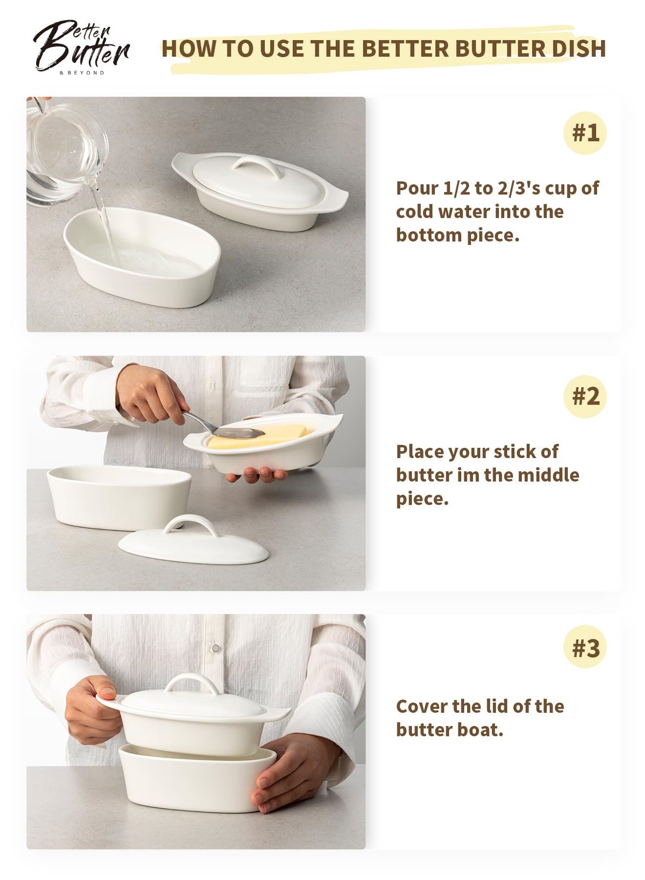 Better Butter dish on a clean countertop, blending with kitchen decor.