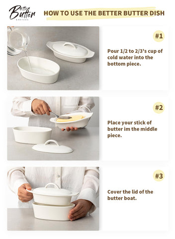 Better Butter dish on a clean countertop, blending with kitchen decor.