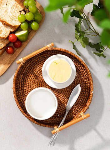 Better Butter porcelain keeper in white provides safe, lead-free storage