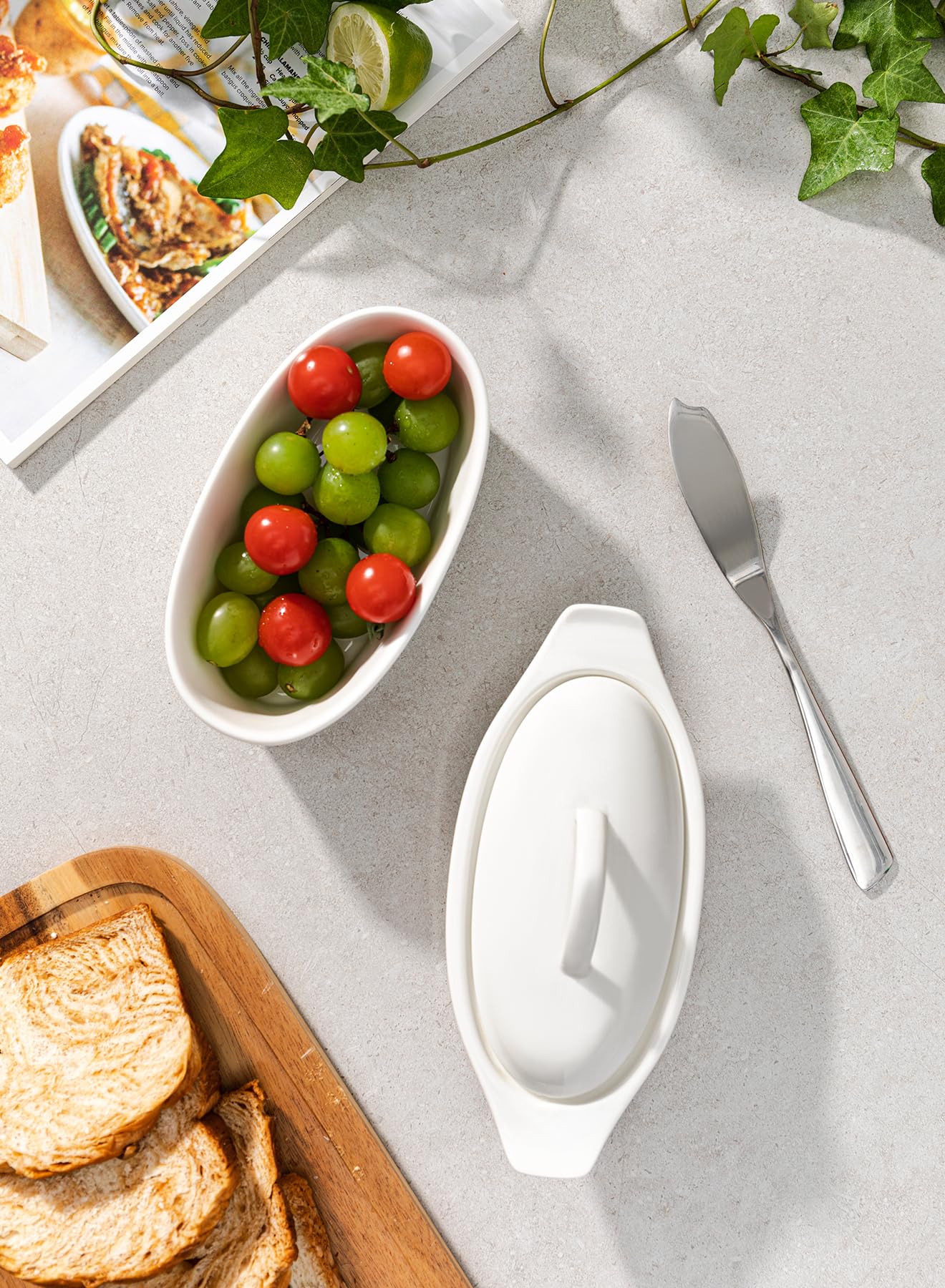 Better Butter butter dish with ergonomic handle for effortless lifting.