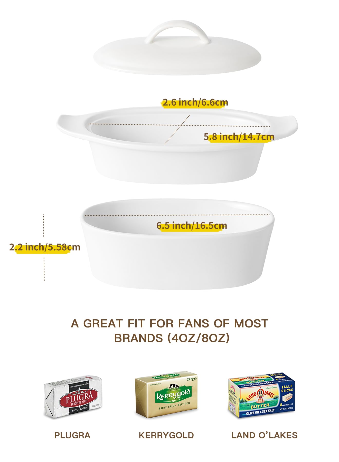 Better Butter snap-seal porcelain dish preserving butter flavor and cleanliness.