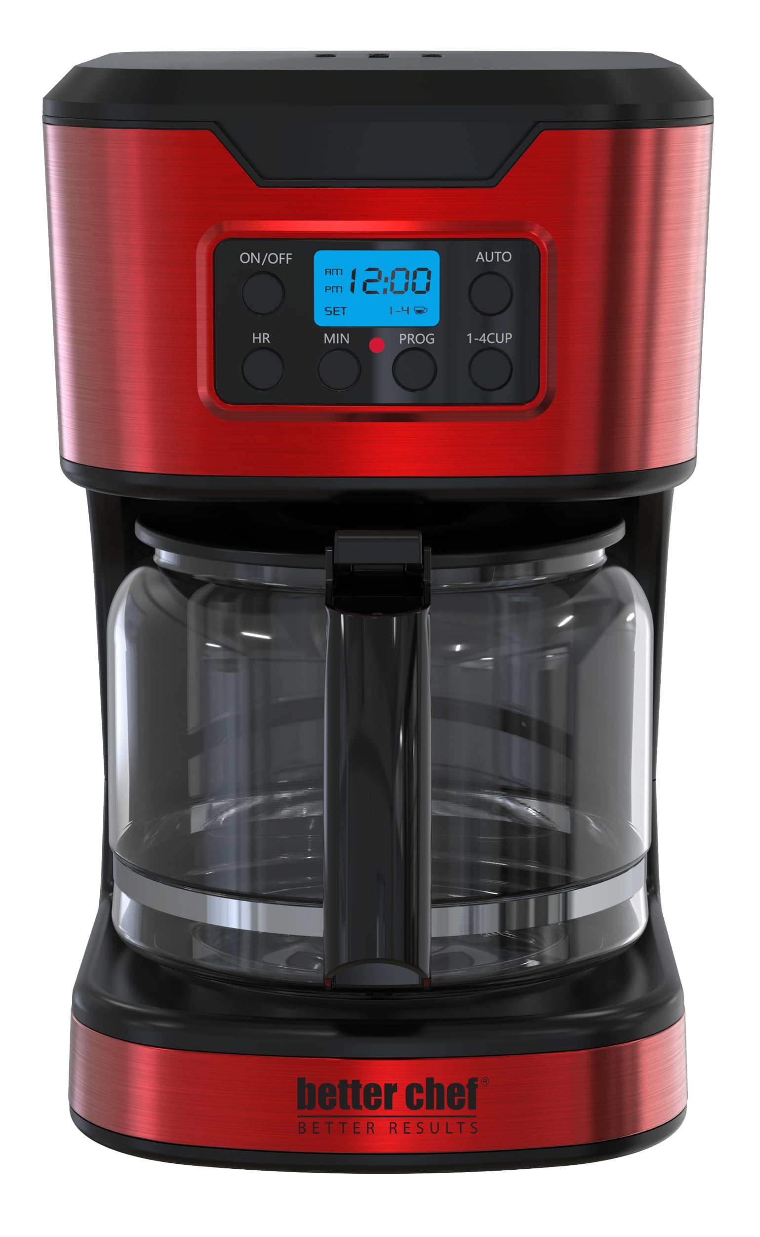 Better Chef Programmable 12-Cup Coffee Maker grab-a-cup feature enables mid-brew serving safely