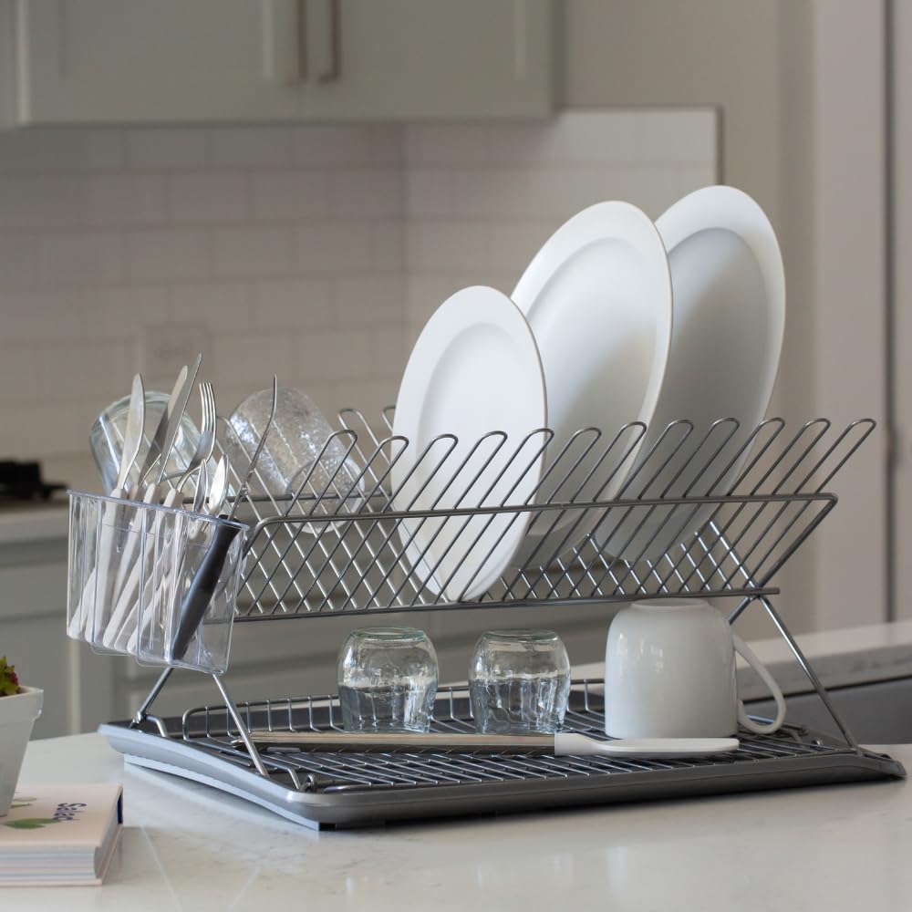 Better Houseware Dish Drainer Mat slim profile fits under sinks or in cabinets.