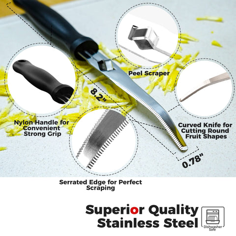 Better Houseware Grapefruit Knife angled tip eases membrane separation from pulp.