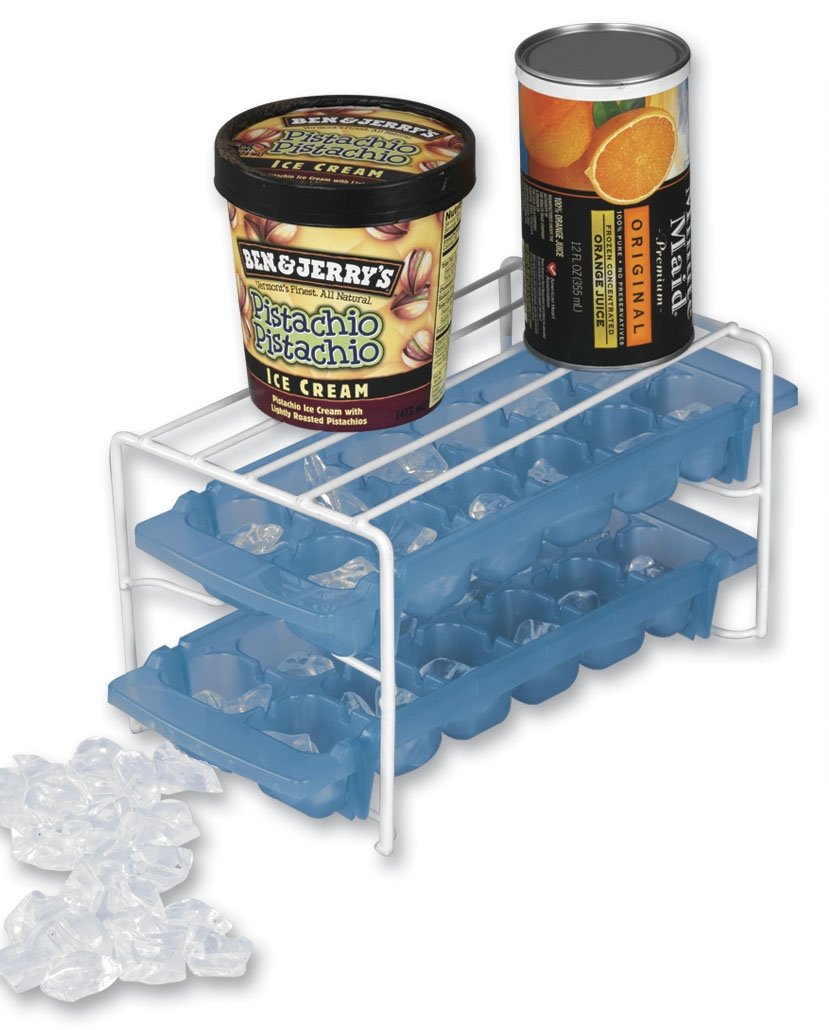 Better Houseware ice tray organizer shelf holds two trays neatly in freezer
