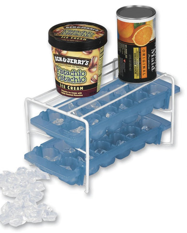 Better Houseware ice tray organizer shelf holds two trays neatly in freezer