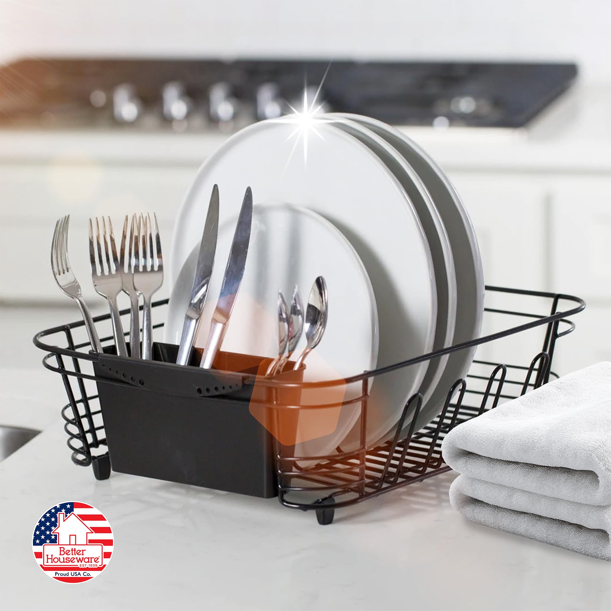 Better Houseware over-sink rack installed, saves counter space