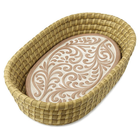 Better World Bio bread basket with terracotta warmer inside keeps bread warm and inviting