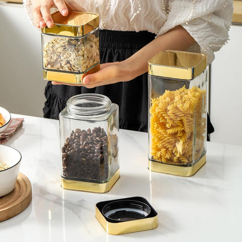 BETTWILL glass storage jar for snacks and nuts keeps contents organized