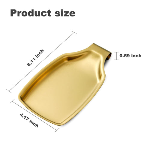 BETTWILL Gold spoon rest shows 9-inch capacity for large tools.