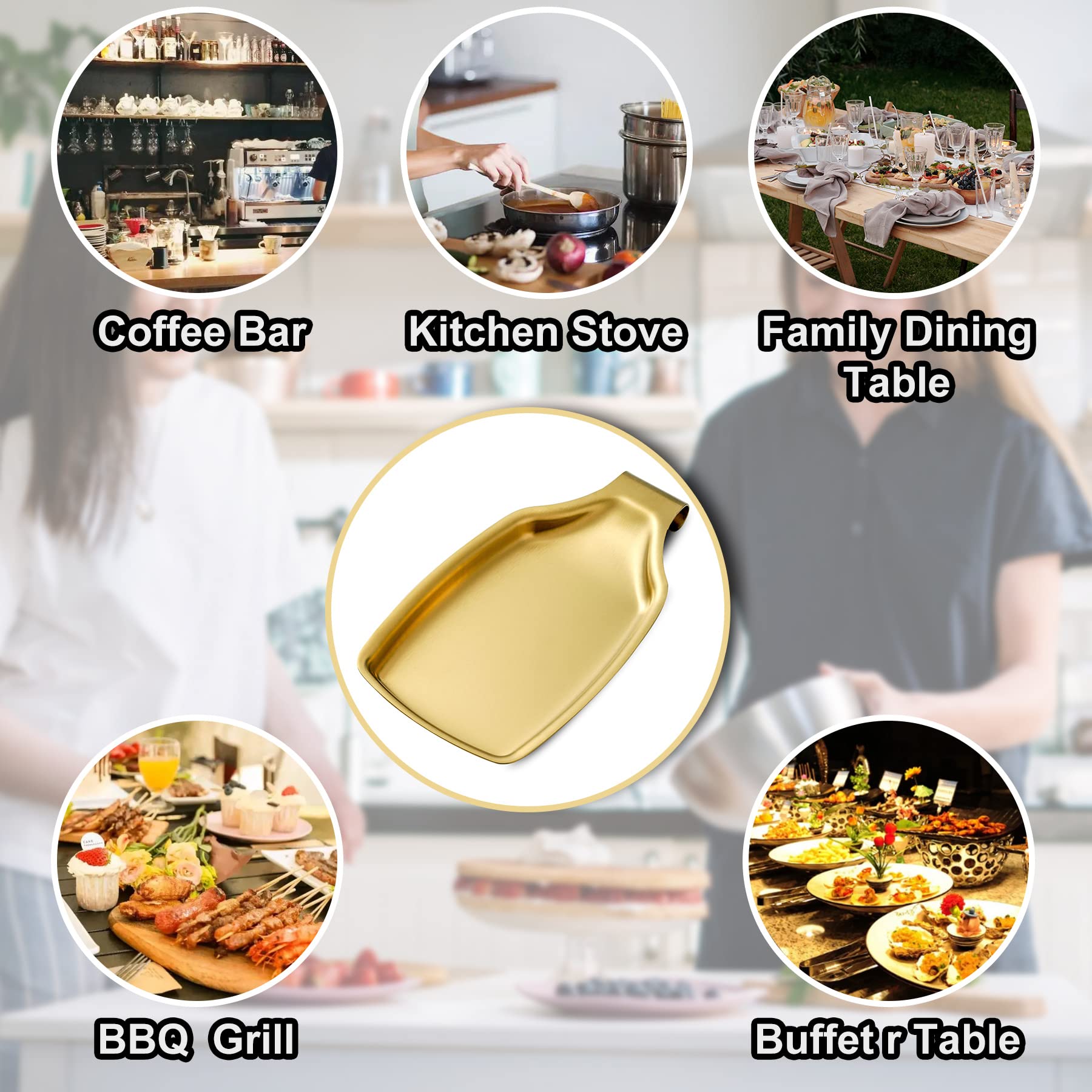 BETTWILL Modern gold spoon rest adds kitchen luxury.