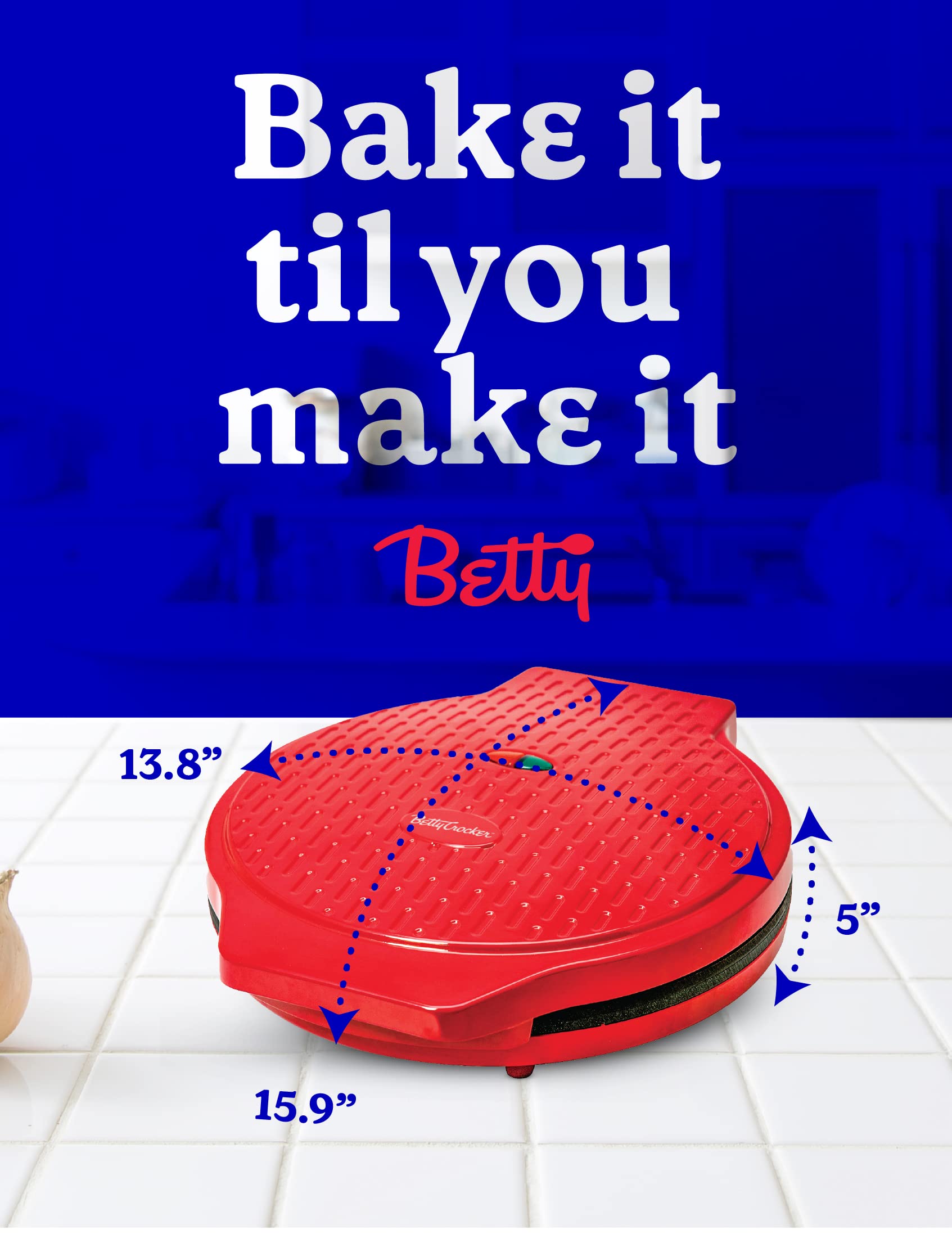 Betty Crocker countertop pizza maker versatile functions for sandwiches, quesadillas, and more.
