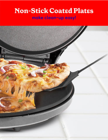 Betty Crocker Pizza Maker Plus nonstick surface simplifies cleanup after cooking.