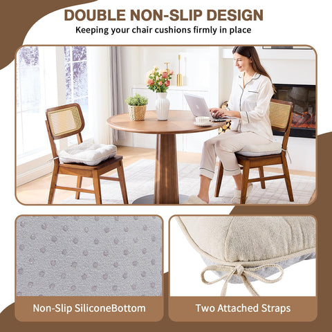 BETU memory foam core cushions beige provide contouring support for comfortable dining or work sessions