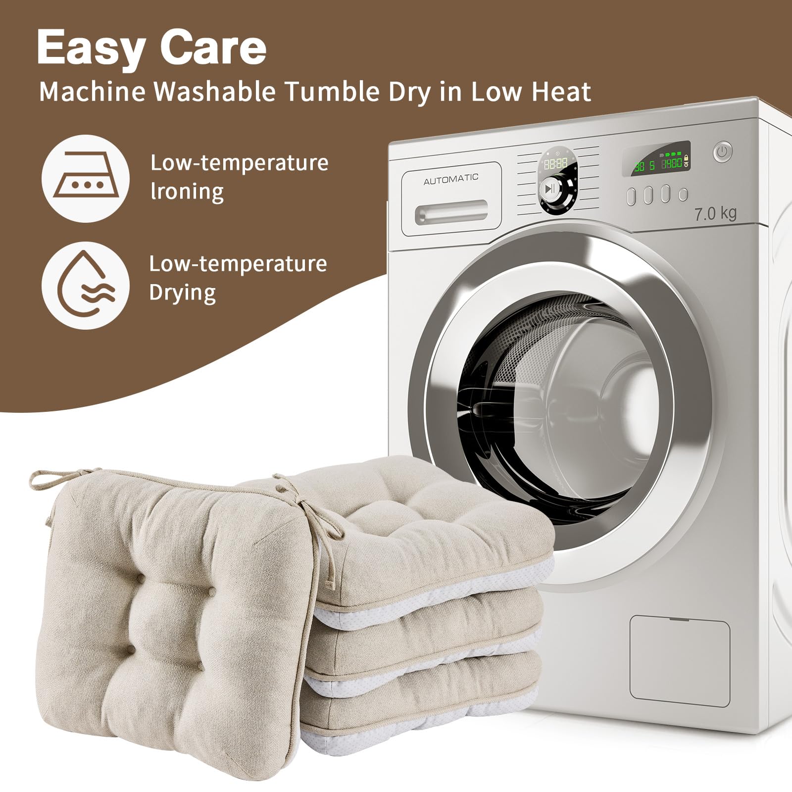 BETU beige cushions shown packaged and ready for use