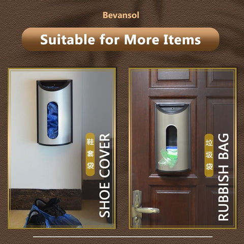 Bevansol multi-purpose bag dispenser also holds shoe covers for small spaces.