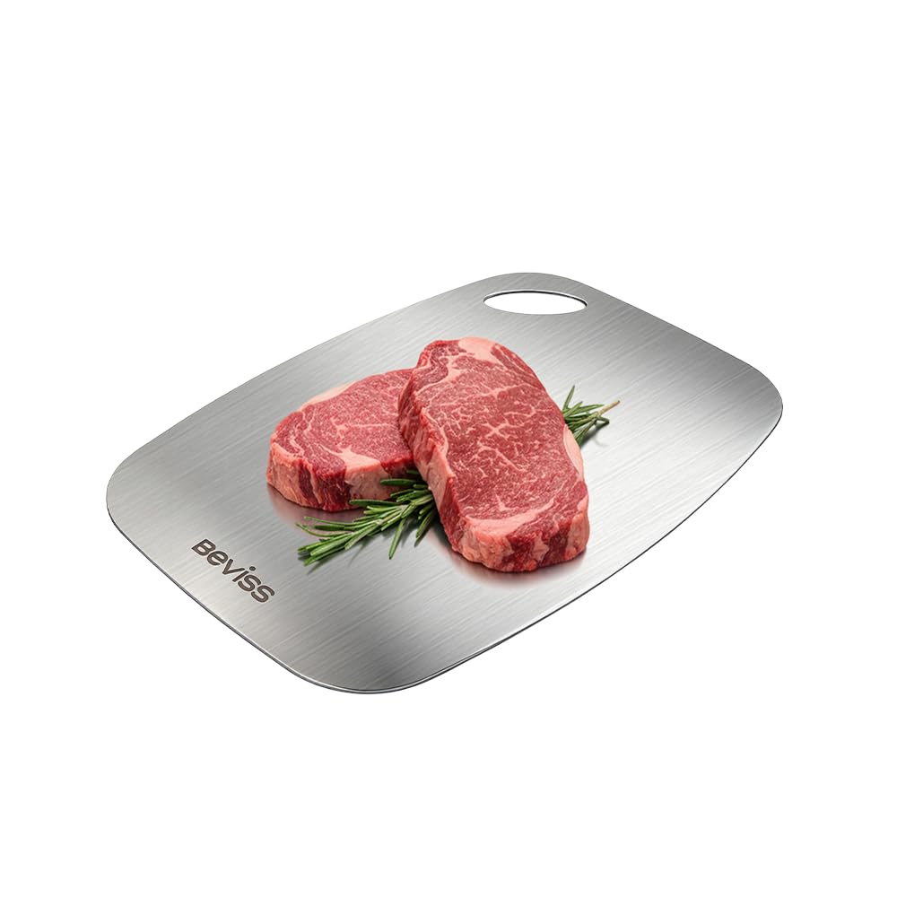 BEVISS cutting board with non-porous surface resists odors and stains for easy cleaning.