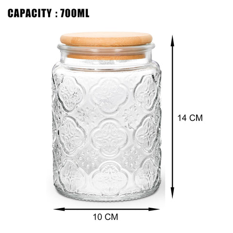 BEWAVE clear mason jar with embossed pattern adds retro texture.