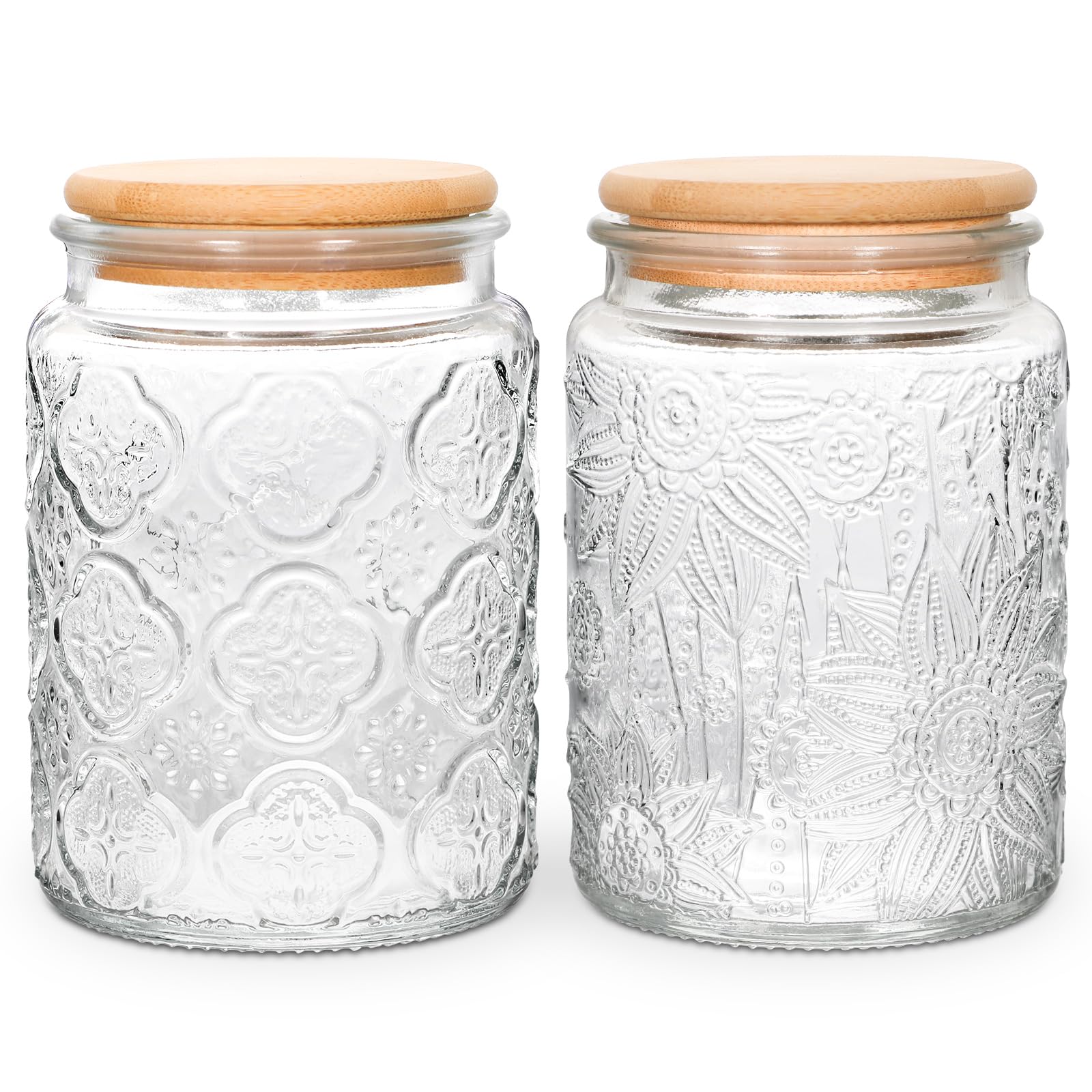 BEWAVE vintage glass jar with wide mouth for easy filling and pouring.