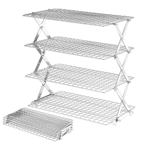 BEWOS 4-tier rack with adjustable height for tall cakes.